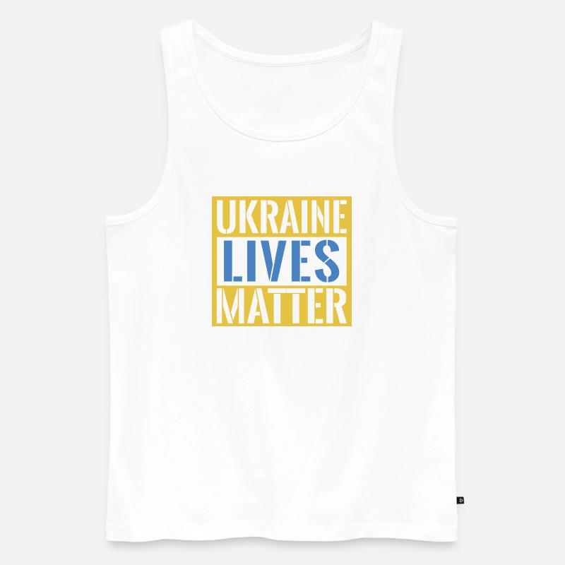 Ukraine Lives Matter Bold Statement - Männer Premium Bio Tank Top - Weiß