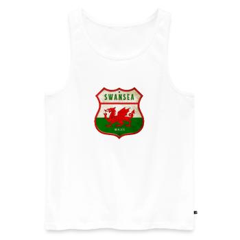 Swansea Wales coat of arms flag design - Men's Premium Organic Tank Top - white - Front - Michal (187cm)