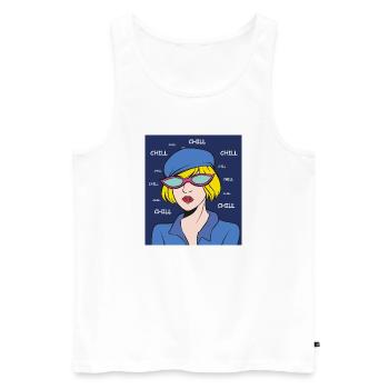 Chill Pop Art Dame - Männer Premium Bio Tank Top - Weiß - Vorne - AI Model Male 178 light (178cm)