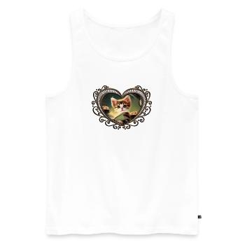 Ein niedliches Kätzchen, das Abenteuer liest - Männer Premium Bio Tank Top - Weiß - Vorne - AI Model Male 178 light (178cm)