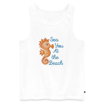 Sea you at the Beach - Beach Lovers Gift Idea - Men's Premium Organic Tank Top - white - Front - AI Model Male 178 light (178cm)
