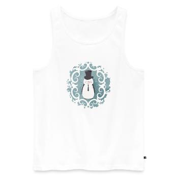 Snowman with top hat, hat and tie in winter - Men's Premium Organic Tank Top - white - Front - Michal (187cm)