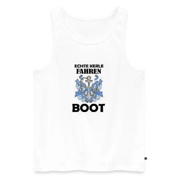Boot Fahren Kapitän Motorboot Meer - Männer Premium Bio Tank Top - Weiß - Vorne - Michal (187cm)