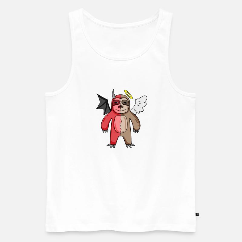 Faultier - Engel und Teufel - Männer Premium Bio Tank Top - Weiß