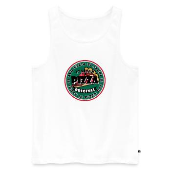 Aujourd’hui, c’est la journée de la pizza - Débardeur bio Premium Homme - blanc - Devant - Michal (187cm)