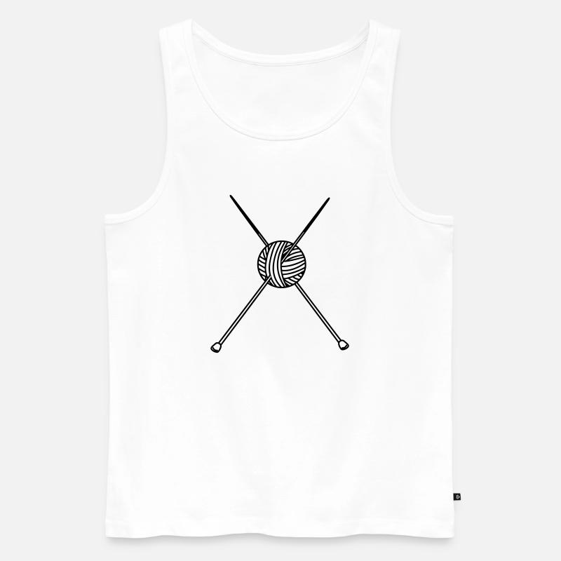 Stricknadeln mit Brötchenwolle Basteln - Männer Premium Bio Tank Top - Weiß