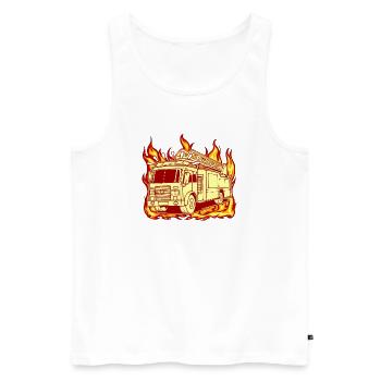Feuerwehrauto Feuerwehr Feuer Brandschutz - Männer Premium Bio Tank Top - Weiß - Vorne - AI Model Male 178 light (178cm)