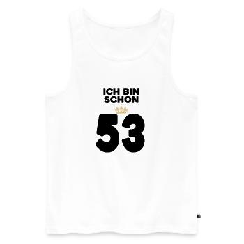 53. Geburtstag Geschenk - 53 Jahre mit Krone - Männer Premium Bio Tank Top - Weiß - Vorne - Michal (187cm)