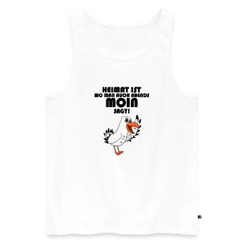 Nordsee Plattdeutsch Spruch Moin Möwe - Männer Premium Bio Tank Top - Weiß - Vorne - Michal (187cm)