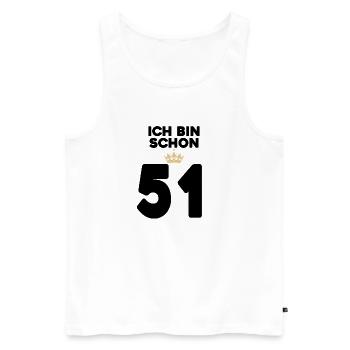 51. Geburtstag Geschenk - 51 Jahre mit Krone - Männer Premium Bio Tank Top - Weiß - Vorne - Michal (187cm)