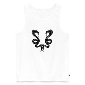 Deux serpents noirs - Débardeur bio Premium Homme - blanc - Devant - AI Model Male 178 light (178cm)