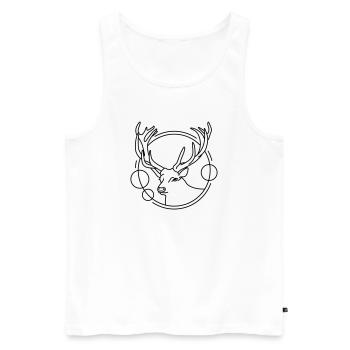Cerf en forme géométrique - Conception d’art au trait - Débardeur bio Premium Homme - blanc - Devant - AI Model Male 178 light (178cm)
