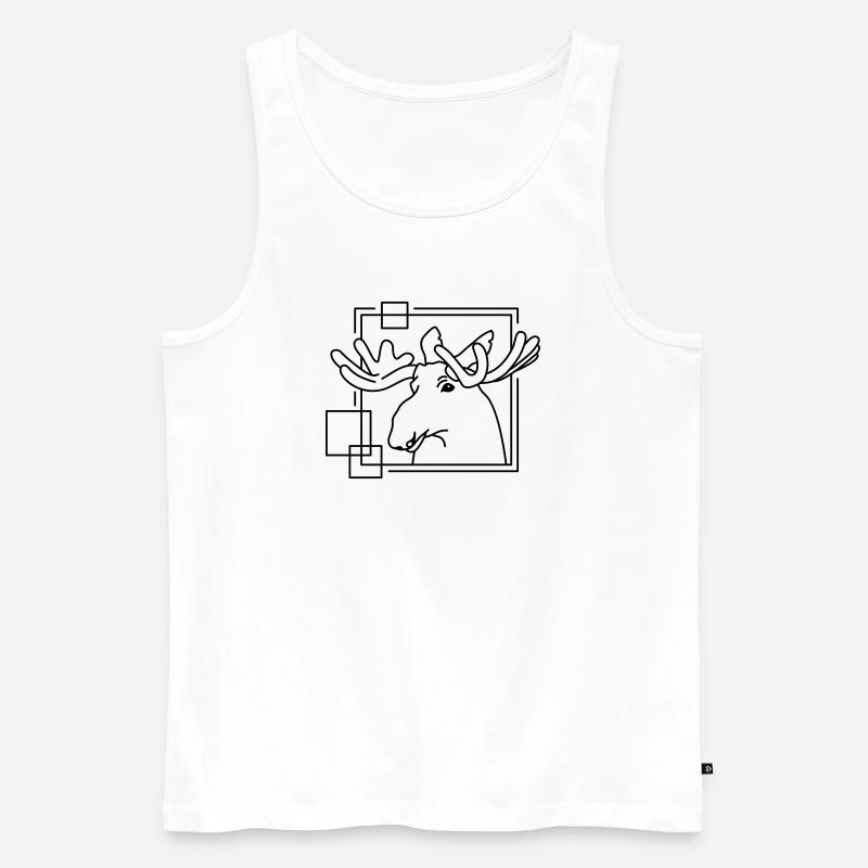 Elch in geometrischer Form - Line-Art-Design - Männer Premium Bio Tank Top - Weiß