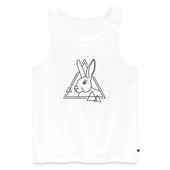 Lapin en forme géométrique - conception d’art au trait - Débardeur bio Premium Homme - blanc - Devant - AI Model Male 178 light (178cm)