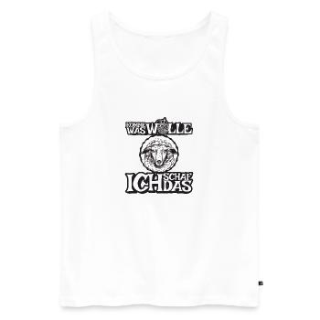Komme was Wolle ich Schaf das - Männer Premium Bio Tank Top - Weiß - Vorne - Michal (187cm)