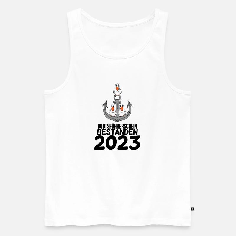 Bootsführerschein 2023 Motorboot Geschenk - Männer Premium Bio Tank Top - Weiß