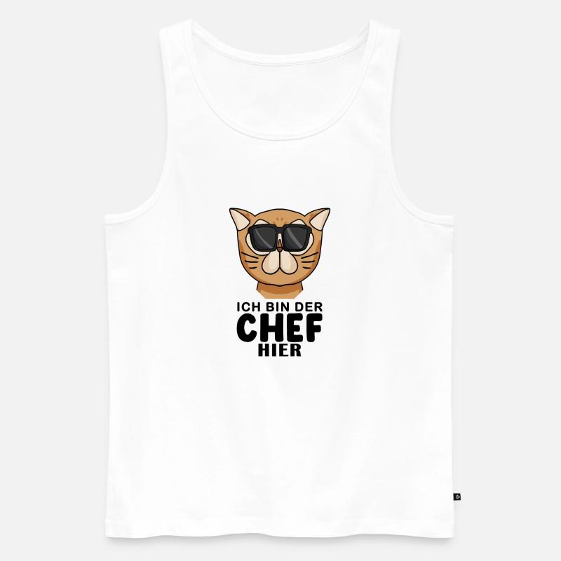 Cool Katze Perserkatze Chef Spruch - Männer Premium Bio Tank Top - Weiß