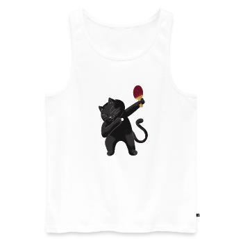 Table Tennis Katze Pingpong Outfit Cat Tischtennis - Débardeur bio Premium Homme - blanc - Devant - Michal (187cm)