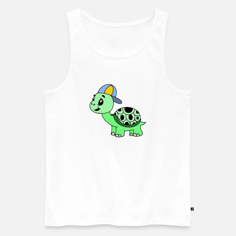 Kuschelige Schildkröte mit Cap - Männer Premium Bio Tank Top - Weiß