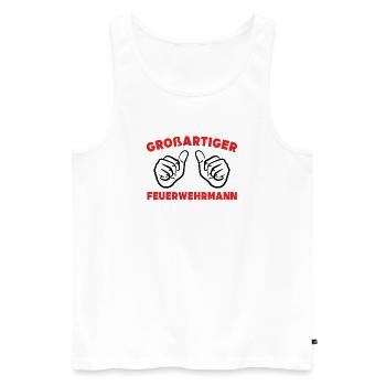 Feuerwehrmann Statement Feuerwehr Lebensretter - Männer Premium Bio Tank Top - Weiß - Vorne - Michal (187cm)