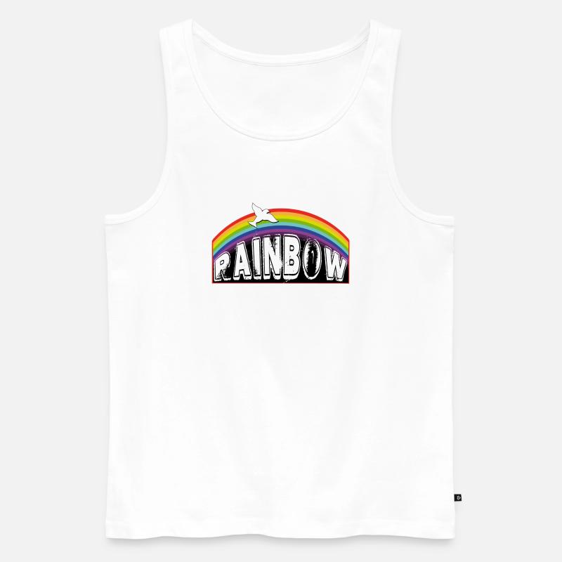 RAINBOW Schriftzug mit Taube - Männer Premium Bio Tank Top - Weiß