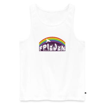 FRIEDEN SCHRIFTZUG mit Regenbogen - Männer Premium Bio Tank Top - Weiß - Vorne - AI Model Male 178 light (178cm)