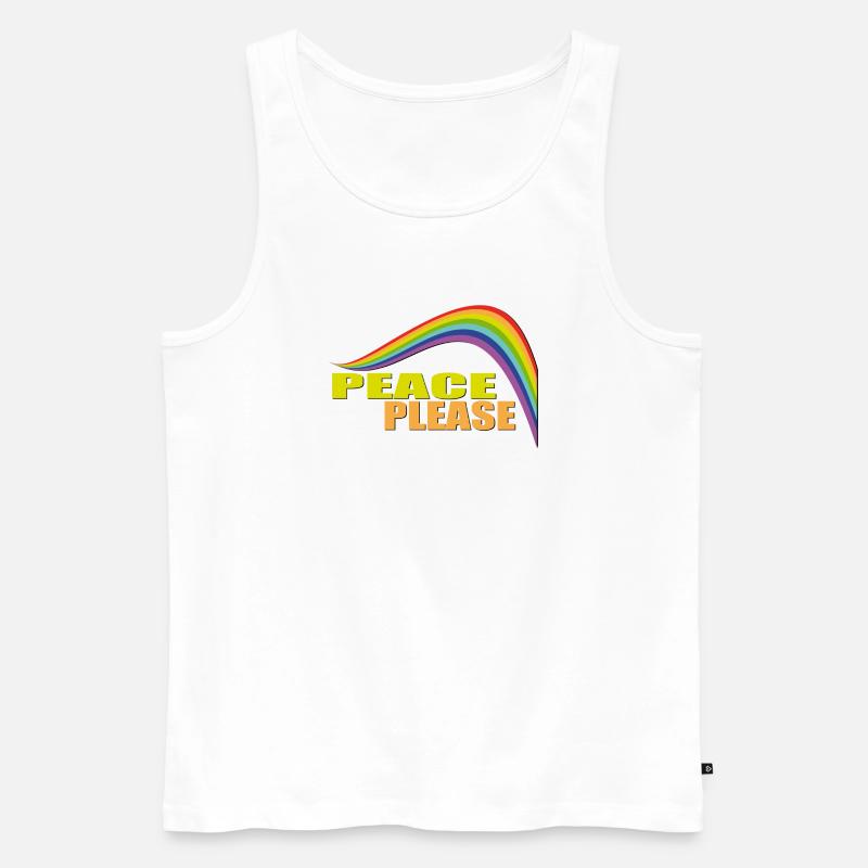PEACE PLEASE with Rainbow - Männer Premium Bio Tank Top - Weiß