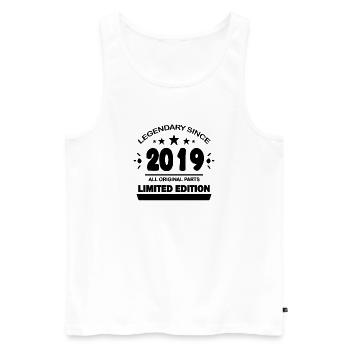 2019 - Year 2019 - Year of construction 2019 Spruch - Men's Premium Organic Tank Top - white - Front - AI Model Male 178 light (178cm)