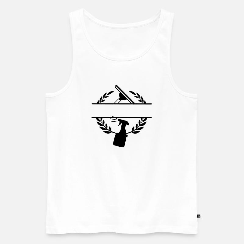 Sauberer Fensterwascher Logo Lorbeerkranz - Männer Premium Bio Tank Top - Weiß