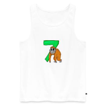 7 years old - 7th birthday with animal motif - monkey - Men's Premium Organic Tank Top - white - Front - Michal (187cm)