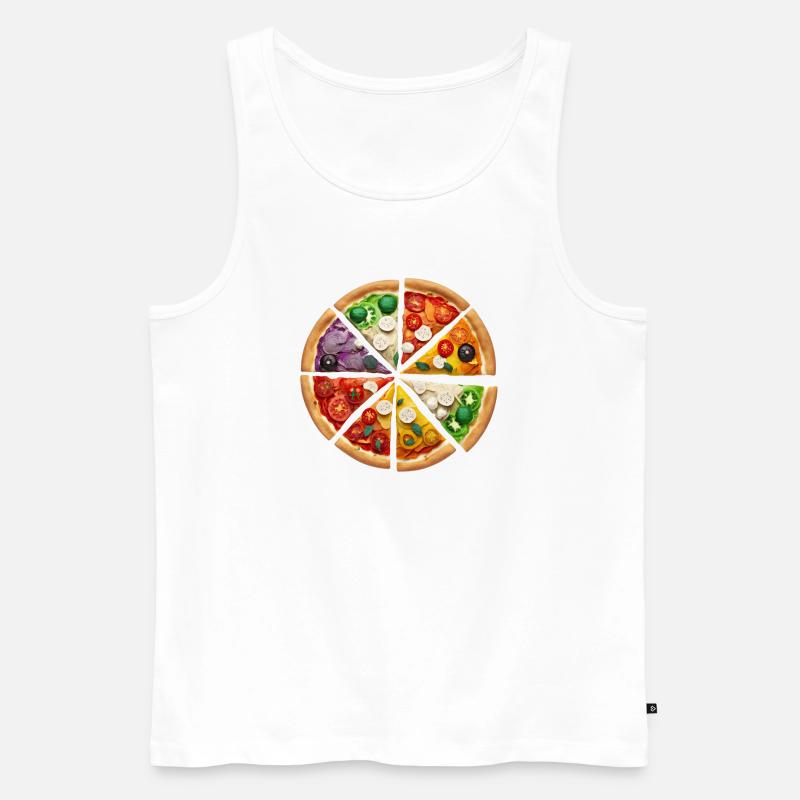 Regenbogenpizza Segmente - Männer Premium Bio Tank Top - Weiß
