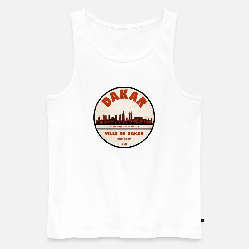 Dakar Skyline Retro-Emblem - Männer Premium Bio Tank Top - Weiß