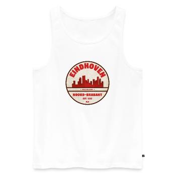 Eindhoven Skyline Badge NL - Men's Premium Organic Tank Top - white - Front - AI Model Male 178 light (178cm)