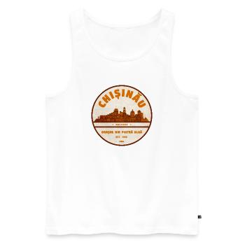 Chișinău Vintage Stadtlogo Moldau - Männer Premium Bio Tank Top - Weiß - Vorne - AI Model Male 178 light (178cm)