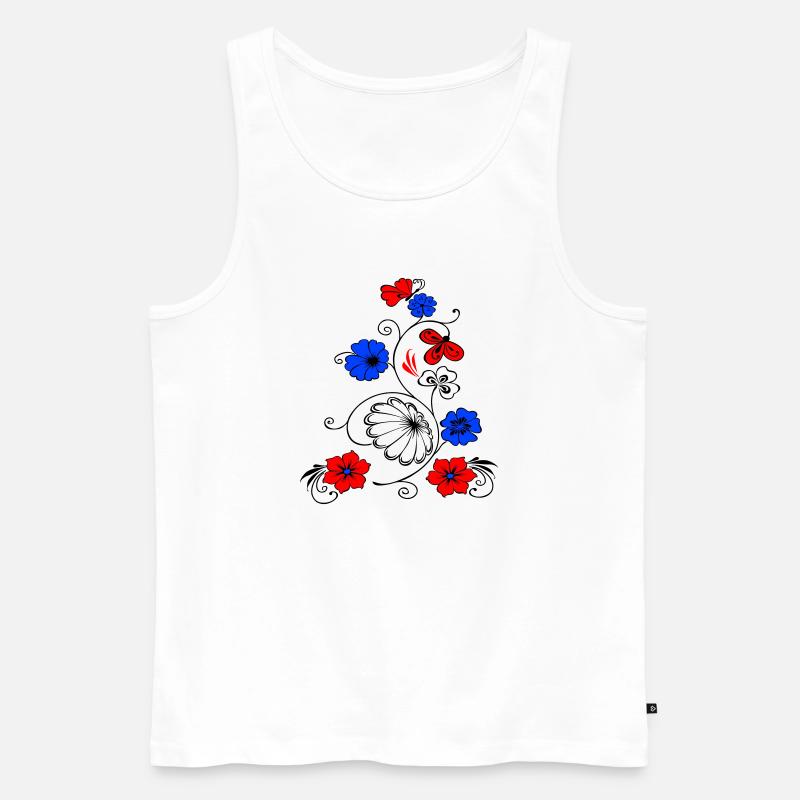 Blumenranke mit Schmetterling - Männer Premium Bio Tank Top - Weiß