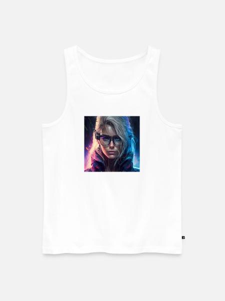 Hübsche Bunte Frau mit Brille - Männer Premium Bio Tank Top - Weiß