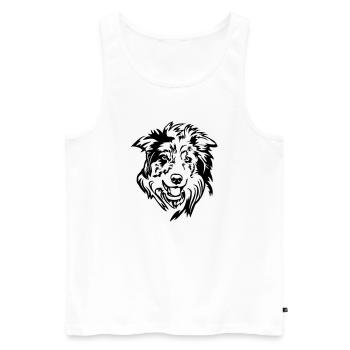 Border Collie Head - Men's Premium Organic Tank Top - white - Front - Michal (187cm)
