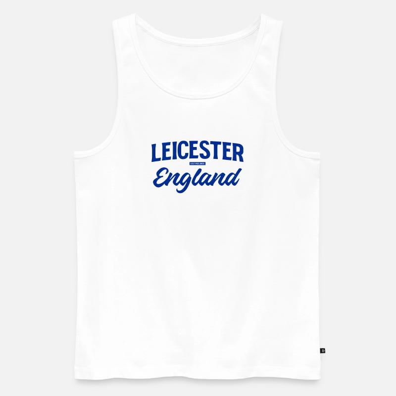 Leicester England Script Logo - Männer Premium Bio Tank Top - Weiß