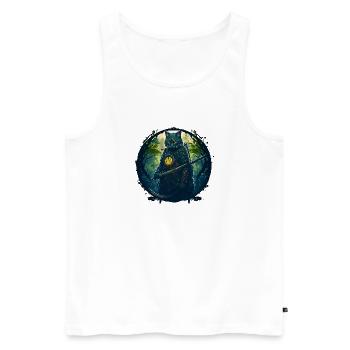 Cat as samurai in forest - Men's Premium Organic Tank Top - white - Front - Michal (187cm)