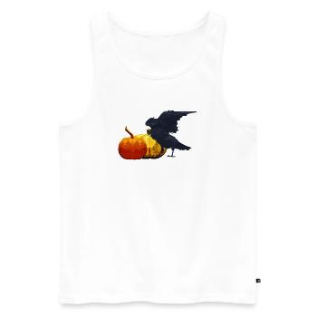 Kolkrabe kürbisse, Halloween Outfit, Vögel - Männer Premium Bio Tank Top - Weiß - Vorne - Michal (187cm)