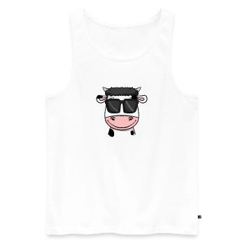 Vache avec des lunettes de soleil - Débardeur bio Premium Homme - blanc - Devant - AI Model Male 178 light (178cm)