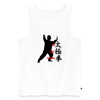 Taichi Chuan des signes chinois et texte - Débardeur bio Premium Homme - blanc - Devant - Michal (187cm)