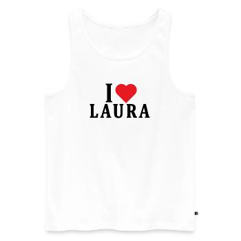 t-shirt J’adore Laura idée cadeau t-shirt - Débardeur bio Premium Homme - blanc - Devant - Michal (187cm)