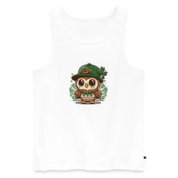 St. Patrick s Day Kawaii Eule mit Hut - Männer Premium Bio Tank Top - Weiß - Vorne - AI Model Male 178 light (178cm)