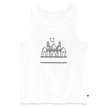 Moschee mit transparenter Textleiste - Männer Premium Bio Tank Top - Weiß - Vorne - AI Model Male 178 light (178cm)
