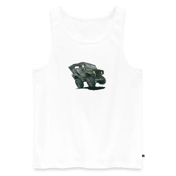 Willys MB Offroader 4x4 ROOFTOP Oldtimer Us Army - Men's Premium Organic Tank Top - white - Front - AI Model Male 178 light (178cm)