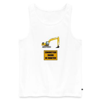 Conducteur engins de chantier - Débardeur bio Premium Homme - blanc - Devant - Michal (187cm)