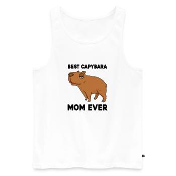 Capybara Mama Wasserschwein - Männer Premium Bio Tank Top - Weiß - Vorne - Michal (187cm)