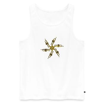 Trompeten gekreiselt | Trumpet star - Männer Premium Bio Tank Top - Weiß - Vorne - Michal (187cm)