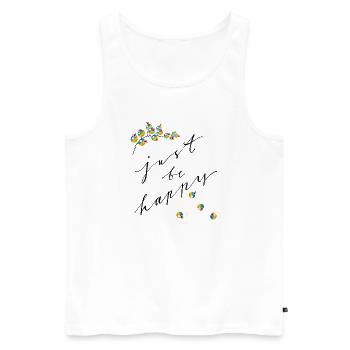 just be happy - Men's Premium Organic Tank Top - white - Front - AI Model Male 178 light (178cm)